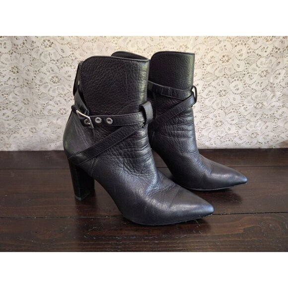 EUC Paige Camille Black Leather Pointed Toe Boot with Buckle/Sz. 7.5 - Picture 1 of 11